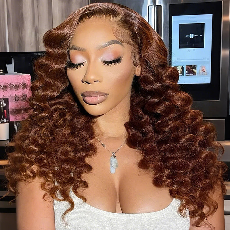 Arabella 13x4/6x5 Lace Glueless Chocolate Brown Loose Deep Wave Wig Invisible Knots Realistic Hairline