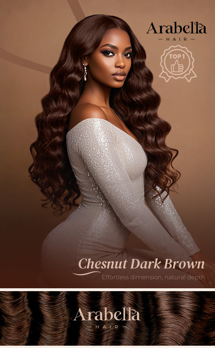 Woman Wearing Chestnut Dark Brown Human Wig