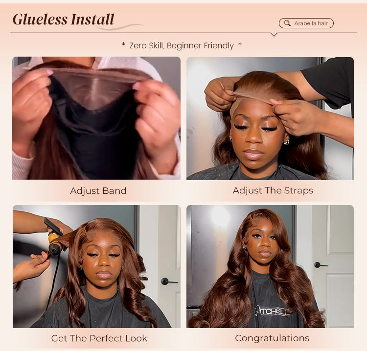 Woman Showing How to Wear Chestnut Dark Brown Human Wig