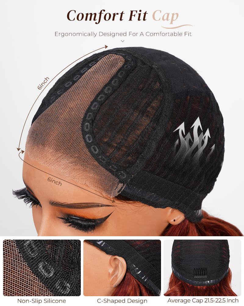 Arabella 6 Inches Deep Part Reddish Brown Ombre Loose Body Wave Wig 100% human hair wig