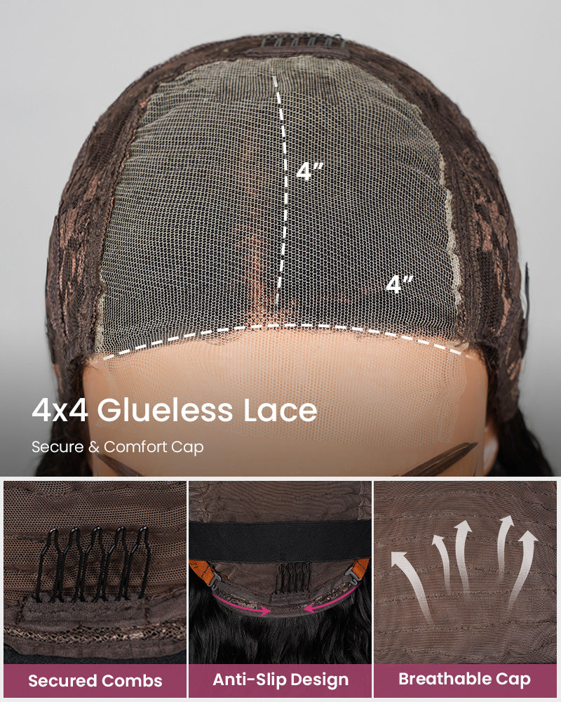 【$299 = 2 WIGS】28” Arabella 4x4 Lace Closure Loose Deep Wave Wig Realistic Hairline Natural Black 100% Human Hair Wig