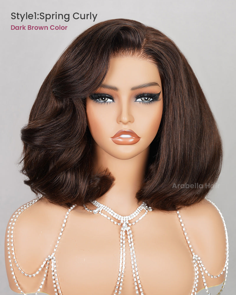 Arabella 6x5 invisible knots Glueless Loose Wave Bob Wig Pre-cut Lace Natural Black Beginner Friendly