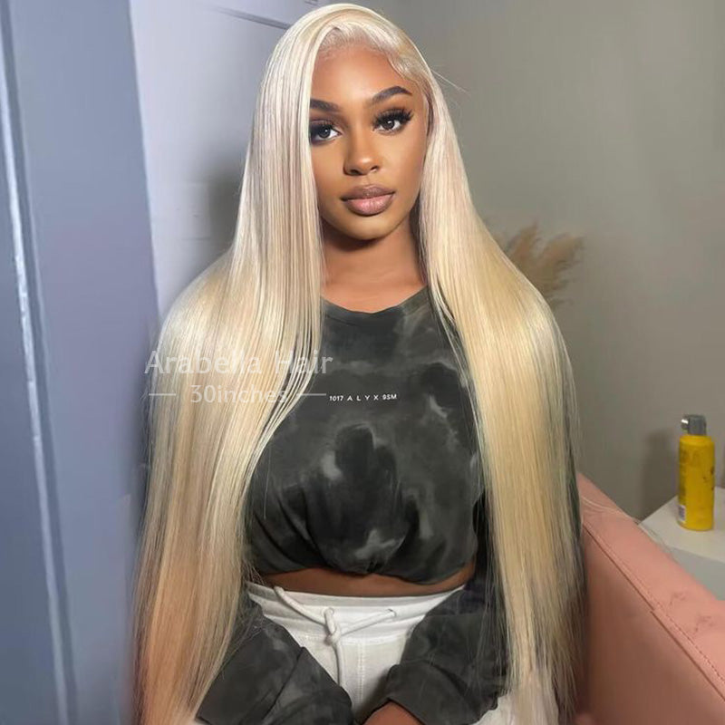 Arabella 【30" Super Sale】 6x5 invisible knots &amp; 13x4 Frontal Lace 613 Blonde Straight Wig Invisible Knots