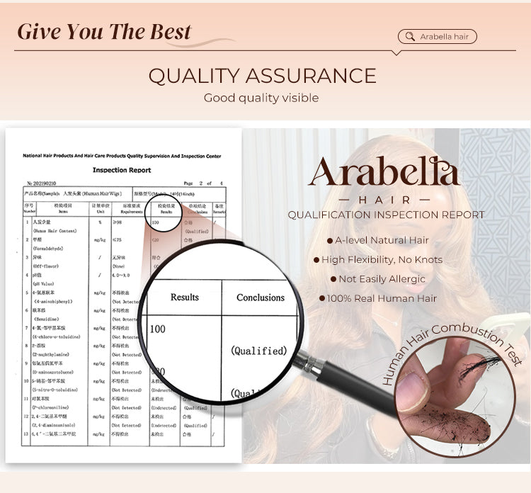 100% Human Hair Test Result about Arabella Hair