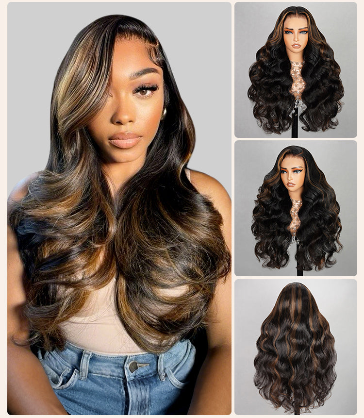 Collage of Highlight Wig on Model and Mannequin 