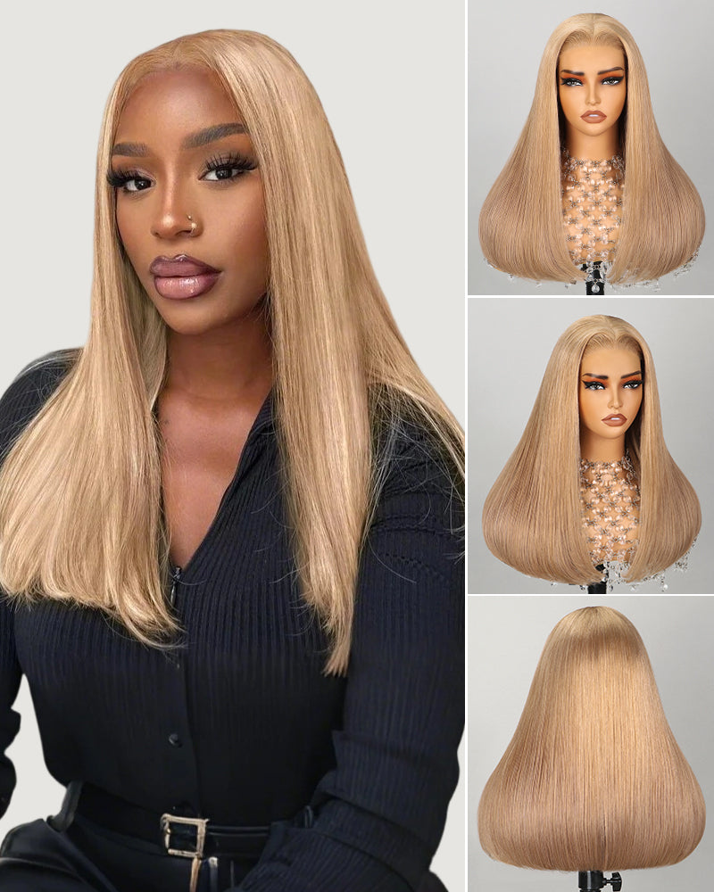 Collage of Blonde Wig on Model and Mannequin