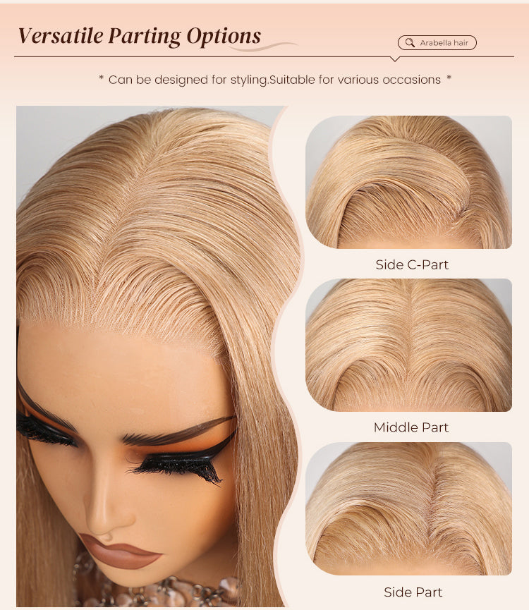 Parting Options of Ash Honey Blonde Wig