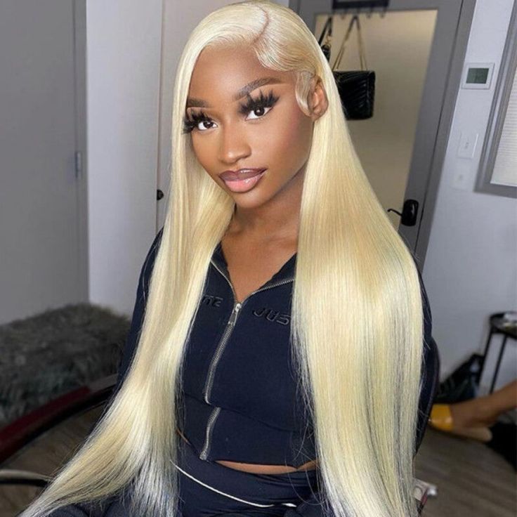 Arabella 【30" Super Sale】 6x5 invisible knots &amp; 13x4 Frontal Lace 613 Blonde Straight Wig Invisible Knots