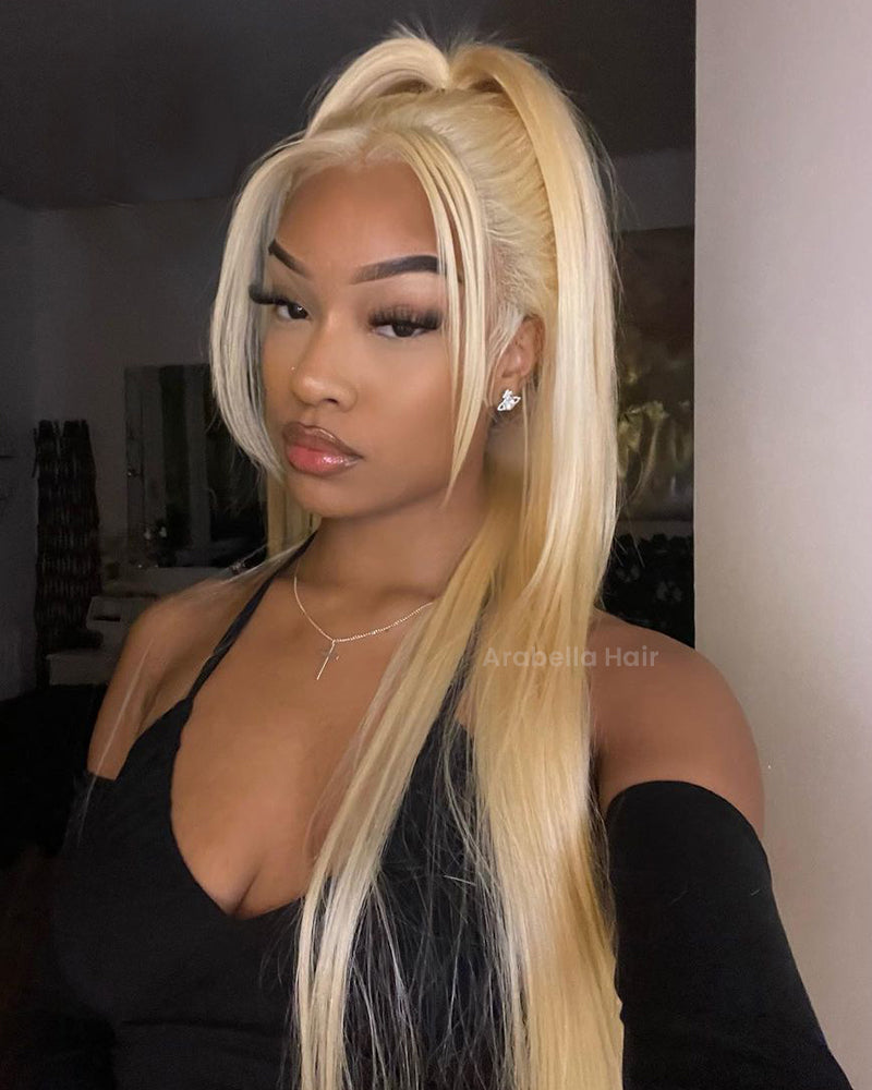 Arabella 【30" Super Sale】 6x5 invisible knots &amp; 13x4 Frontal Lace 613 Blonde Straight Wig Invisible Knots