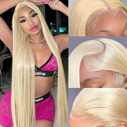 Arabella 【30&quot; Super Sale】 Minimalist Color Series 13x4 Lace Front Pre-Bleached Knots Blonde and Brown Highlight Colored Body Wave/Straight Human Hair Wig