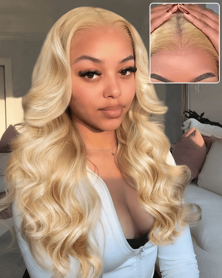 Arabella 13x6 Three-Go™ Blonde Khaki Highlight Glueless Loose Body Wave With Drawstring 100% Human Hair Wig