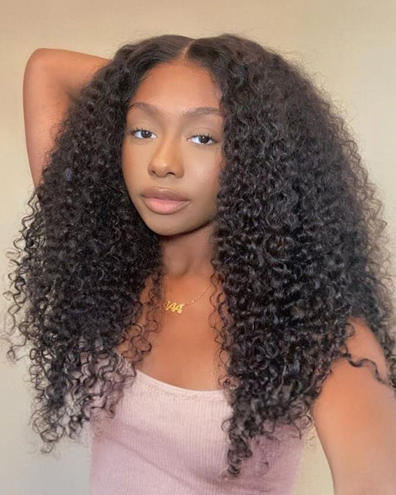 Arabella 6 Inches Deep Part Natural Black Jerry Curly Wig 100% human hair wig