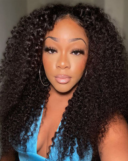 Arabella 6 Inches Deep Part Natural Black Jerry Curly Wig 100% human hair wig