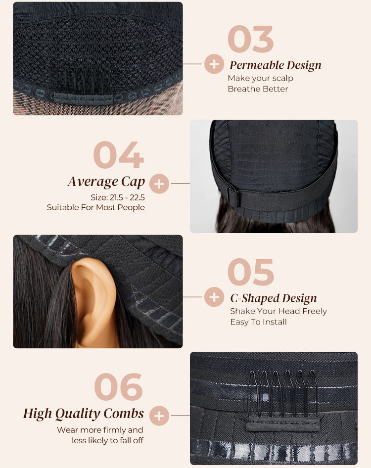 Black Hair Cap with Features Highlighted