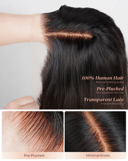 Arabella 13x4 Frontal Lace Body Wave/Silky Straight Wig Invisible Knots Natural Black Realistic Hairline
