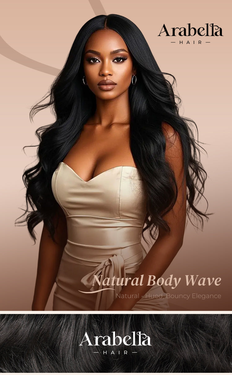 Natural Black Body Wave Wig Model Post