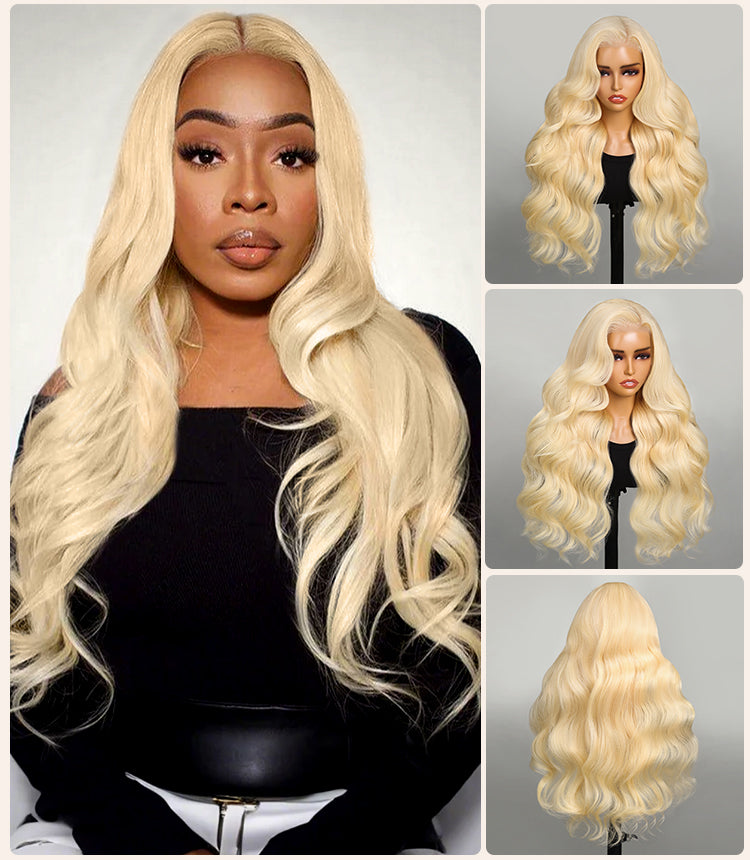 【$299 = 2 WIGS】Arabella 6x5 Invisible Knots Glueless 613 Blonde Body Wave Wig Invisible Knots Realistic Hairline