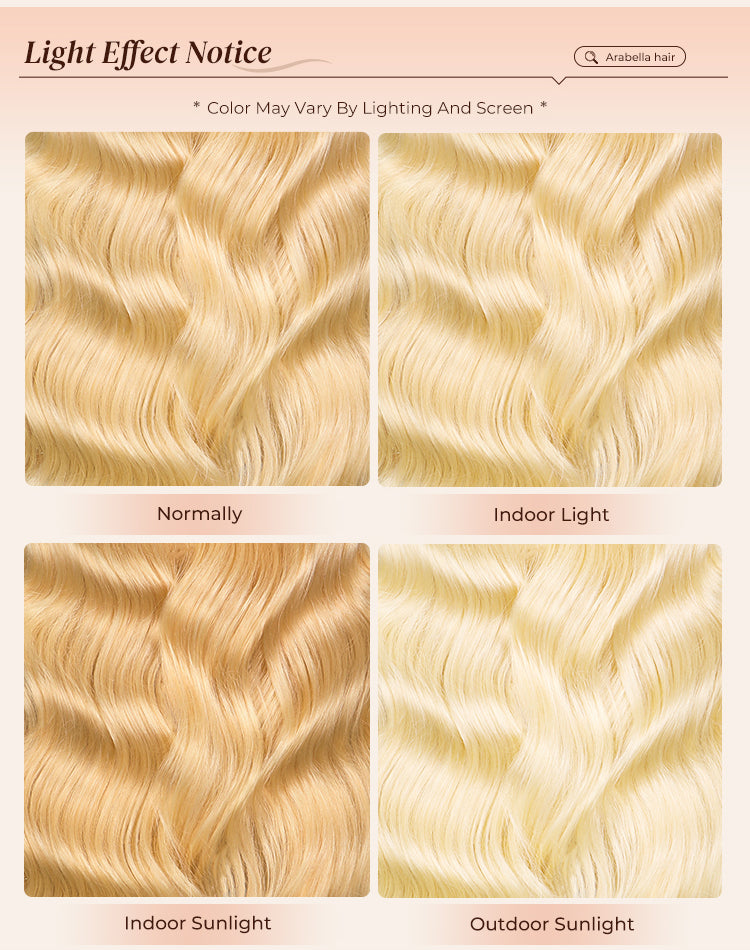 Color Shift of Blonde Body Wave Wig Under Different Lighting