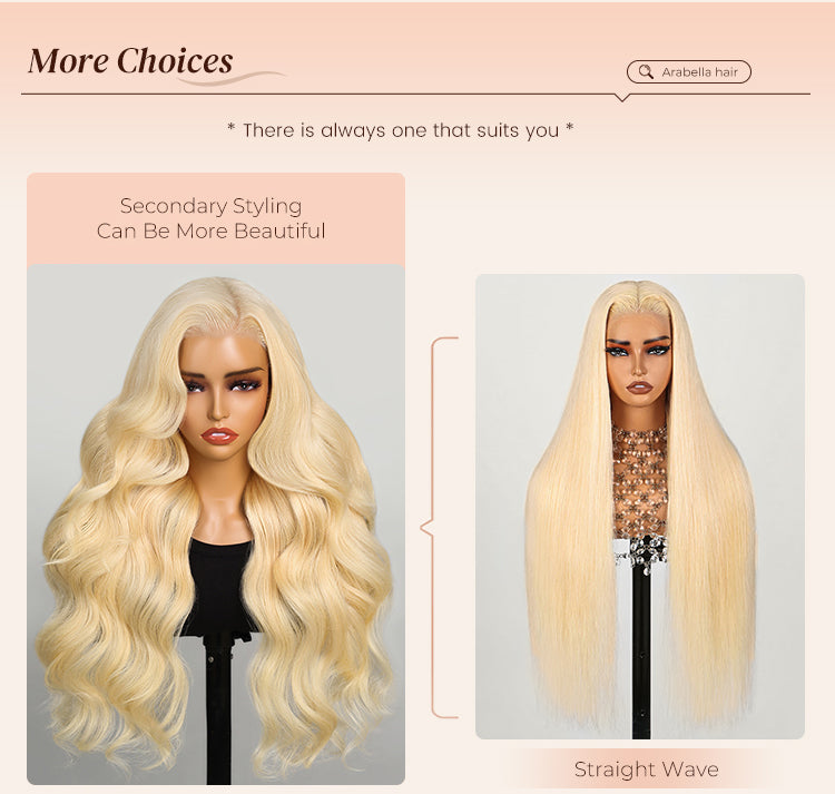 Poster Showing Straight and Wavy Blonde Wigs for You
