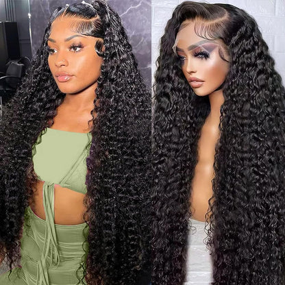 Arabella 13x4 Frontal Lace Jerry Curly Wig Invisible Knots Natural Black Realistic Hairline
