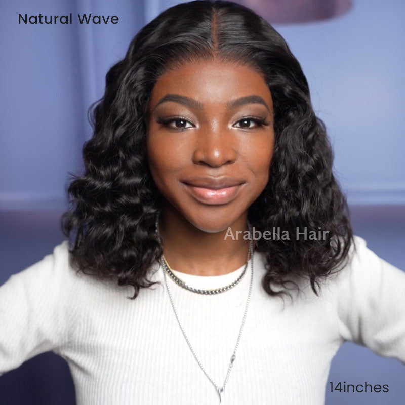 Arabella 6 Inches Deep Part Natural Black Jerry Curly Bob Wig 100% Human Hair Wig Natural Wave 14