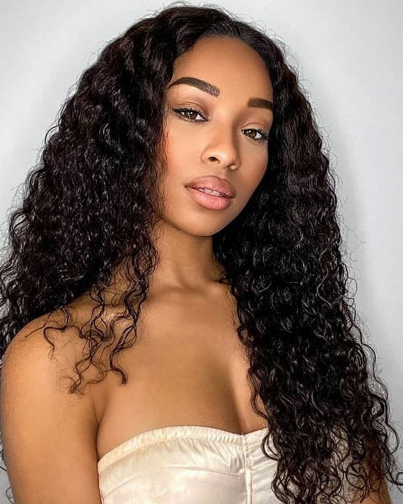 Arabella $99 Final Deal Price Varied Lace Natural Black Water Wave/Body Wave/Deep Wave Wig 20" 5x5 Lace Natural Black Deep Wave