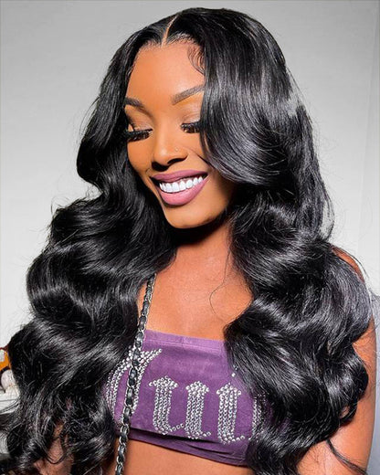 Arabella $99 Final Deal Price Varied Lace Natural Black Water Wave/Body Wave/Deep Wave Wig 24" 4x4 Lace Natural Black Body Wave