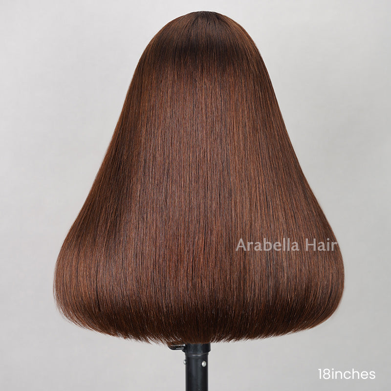 Limited Design Dark Brown Colored Straight Glueless 6x5 Pre-Cut Lace Human Hair Wigs