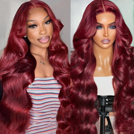 Arabella 6x5/13x4 Lace Glueless Burgundy 99J Straight Wig Pre-cut Lace Beginner Friendly