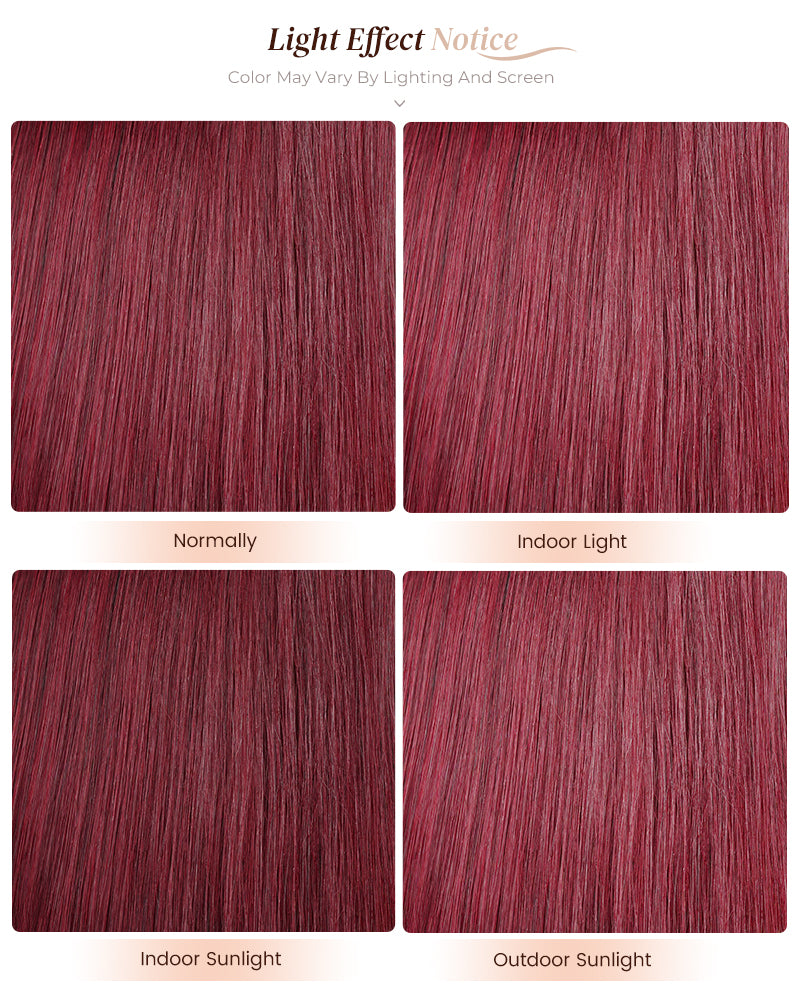 Arabella 6x5/13x4 Lace Glueless Burgundy 99J Straight Wig Pre-cut Lace Beginner Friendly