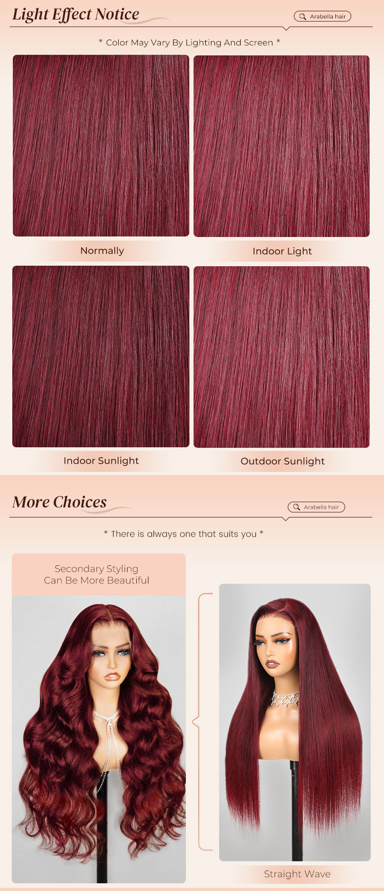 Color Shift of Water Wave Wig Under Different Lighting