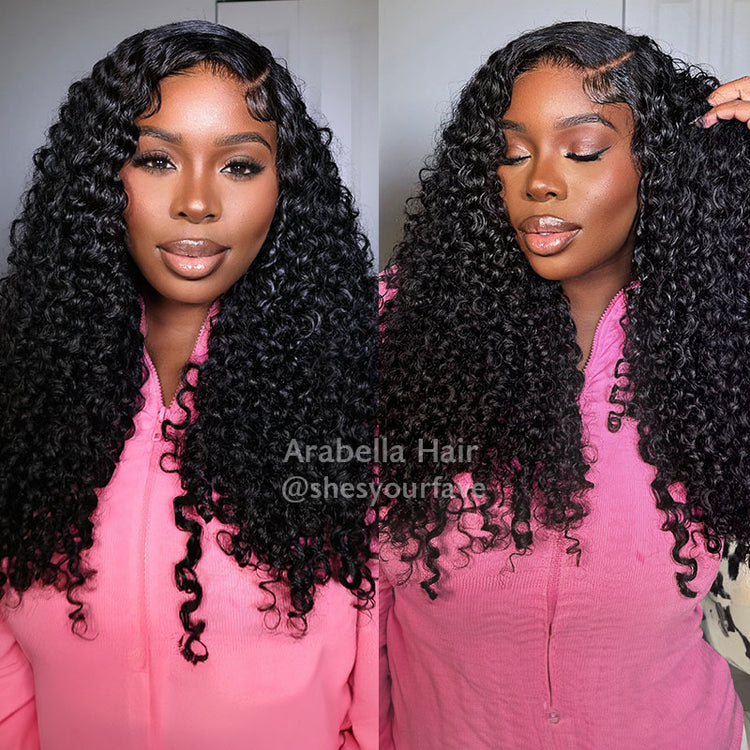 Arabella 6x5 invisible knots Glueless Jerry Curly Wig Pre-cut Lace Natural Black Beginner Friendly
