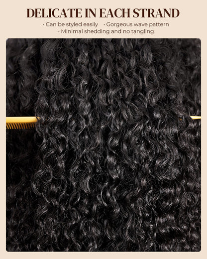 Arabella Jerry Curly with Burmese Curly Feather Crochet Hair Natural Black Hair Extensions Pre-Separated Lightweight Miracle Knots