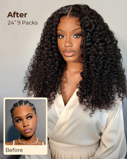 Arabella Jerry Curly with Burmese Curly Feather Crochet Hair Natural Black Hair Extensions Pre-Separated Lightweight Miracle Knots
