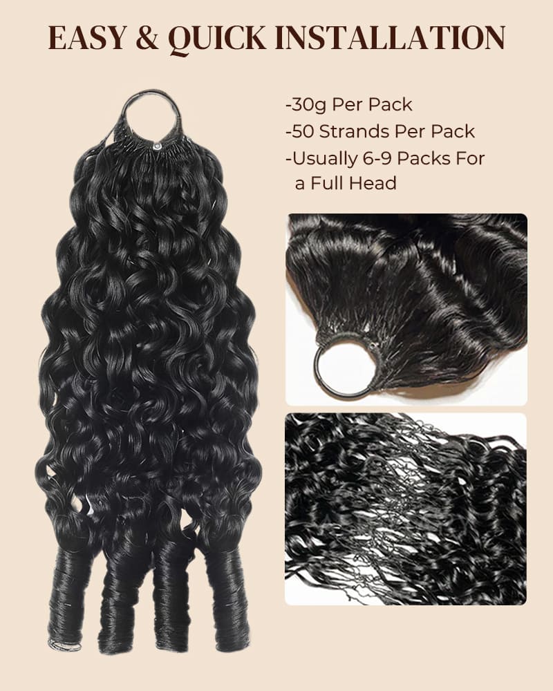 Arabella Jerry Curly with Burmese Curly Feather Crochet Hair Natural Black Hair Extensions Pre-Separated Lightweight Miracle Knots