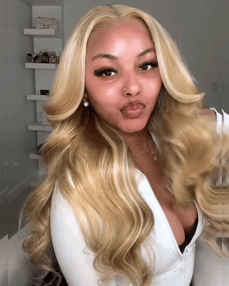 【$299 = 2 WIGS】Arabella 13x6 Three-Go™ Blonde Khaki Highlight Glueless Loose Body Wave With Drawstring 100% Human Hair Wig