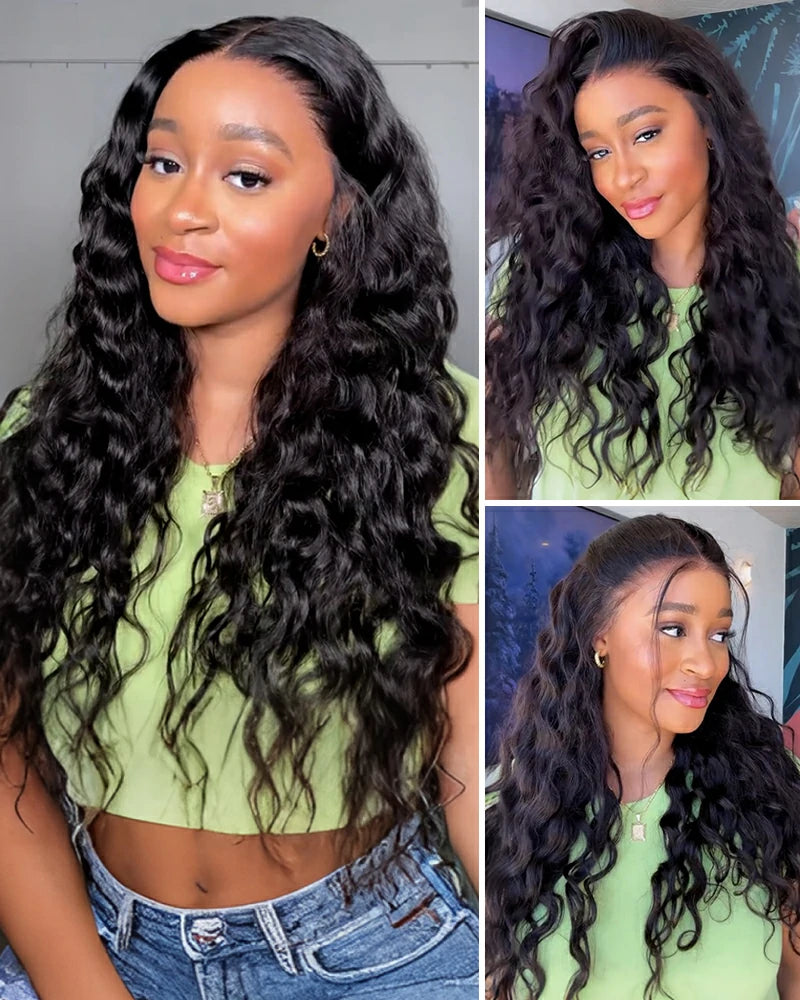 Arabella 13x6 Three-Go™ Glueless Extra Long Wig Bohemian Curl With Drawstring Natural Black 100% Human Hair Wig