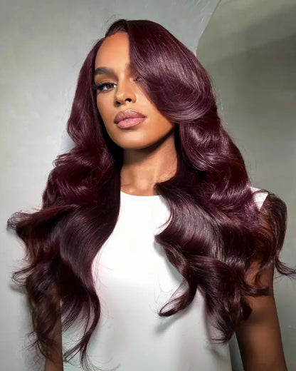 Arabella 13x6 Three-Go™ Dark Plum Glueless Wig Body Wave With Drawstring 100% Human Hair Wig