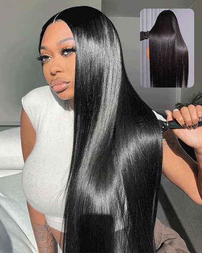 Arabella 13x6 Three-Go™ 250 density hd lace wig Silky Straight With Drawstring Natural Black 100% Human Hair