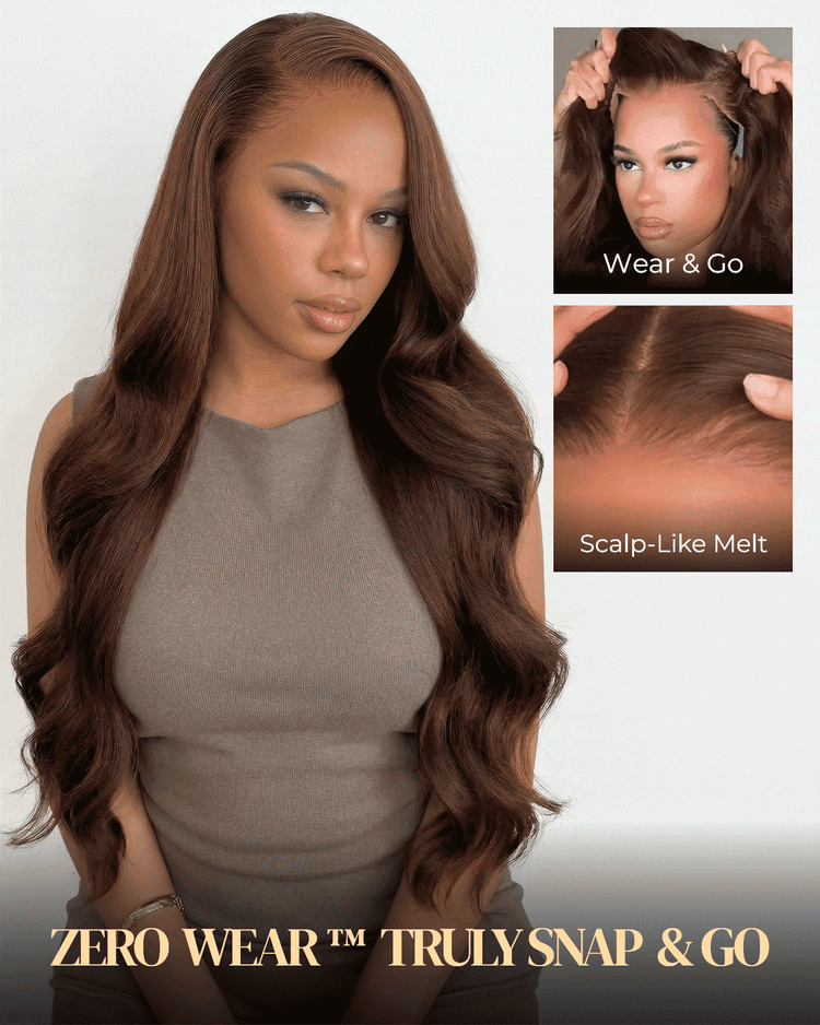 Arabella Zerowear™ HD Lace Chocolate Brown Glueless Wig Body Wave With Drawstring 100% Human Hair Wig