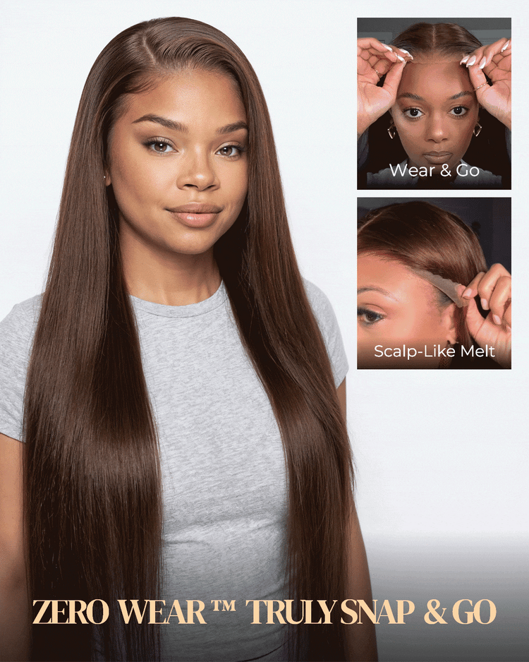 Arabella Zerowear™ HD Lace Chocolate Brown Glueless Wig Silky Straight With Drawstring 100% Human Hair Wig