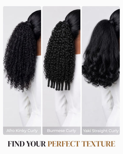 Arabella Jerry Curly with Burmese Curly Ponytail Natural Black Hair Extensions Instant Volume 100% Human Hair