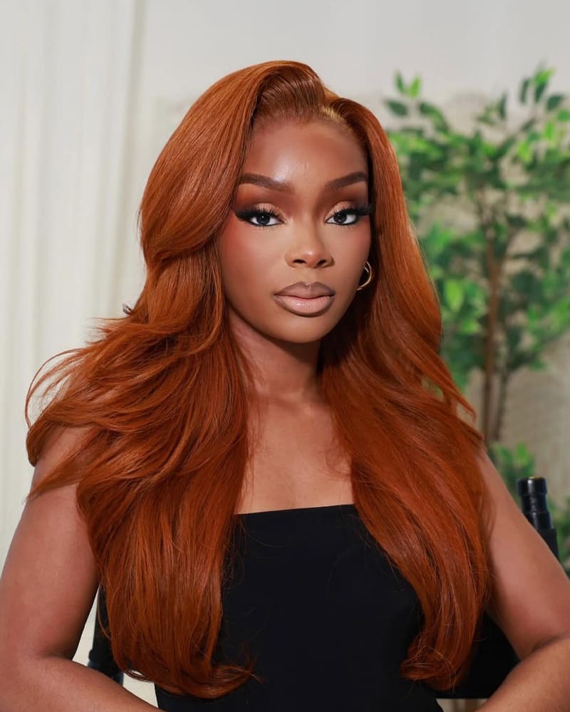 Arabella 13x6 Lace Three-Go™ Dark Copper Ginger Glueless Wig Loose Body Wave With Drawstring 100% Human Hair Wig
