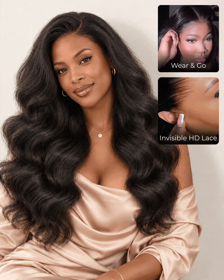 Arabella Zerowear™ Invisible HD Lace Glueless Wig 13x6 Lace Yaki Body Wave 100% Human Hair Natural Black