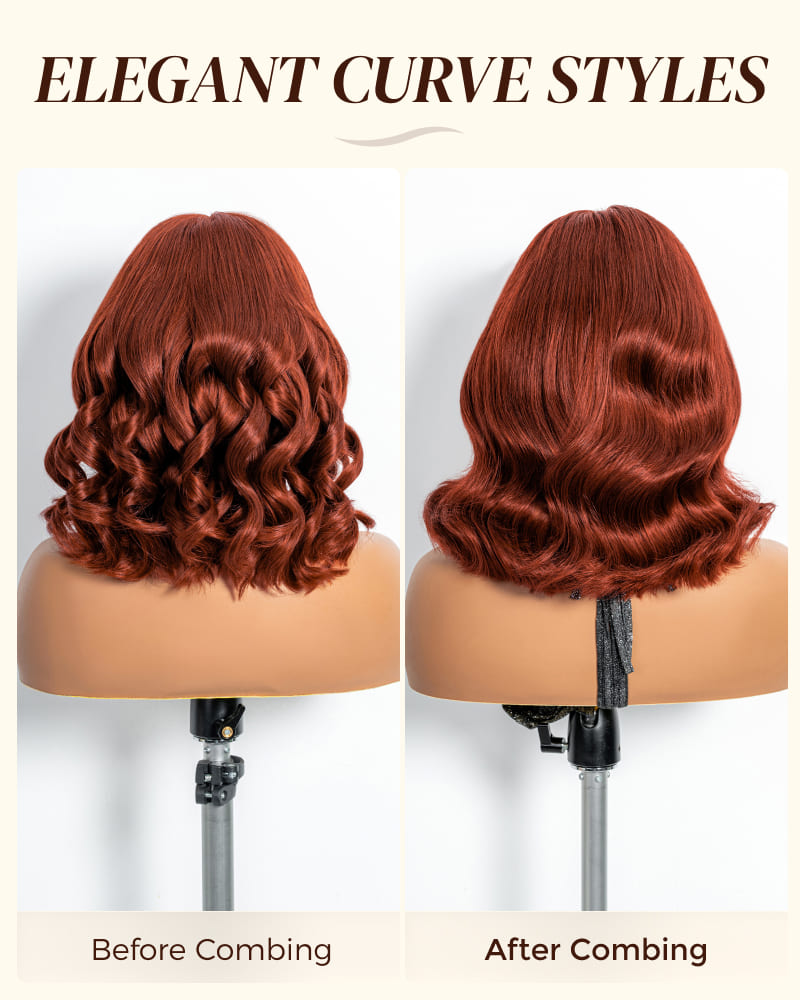 Arabella 13x6 Three-Go™ 280% High Density Body Wave Bob Invisible Knots Reddish Brown Glueless Beginner Friendly