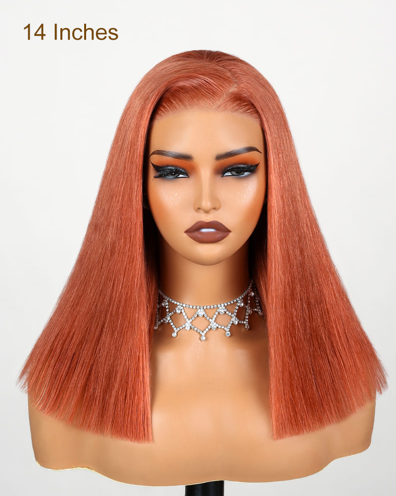 Arabella 6x5 Invisible Knots Glueless Ginger Brown Straight Bob Wig Pre-cut Lace Beginner Friendly