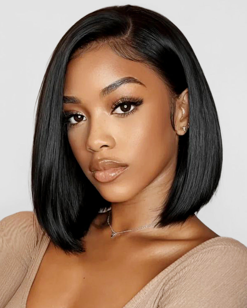 Arabella 13x6 Three-Go™ 250% High Density Straight Bob Invisible Knots Natural Black Glueless Beginner Friendly