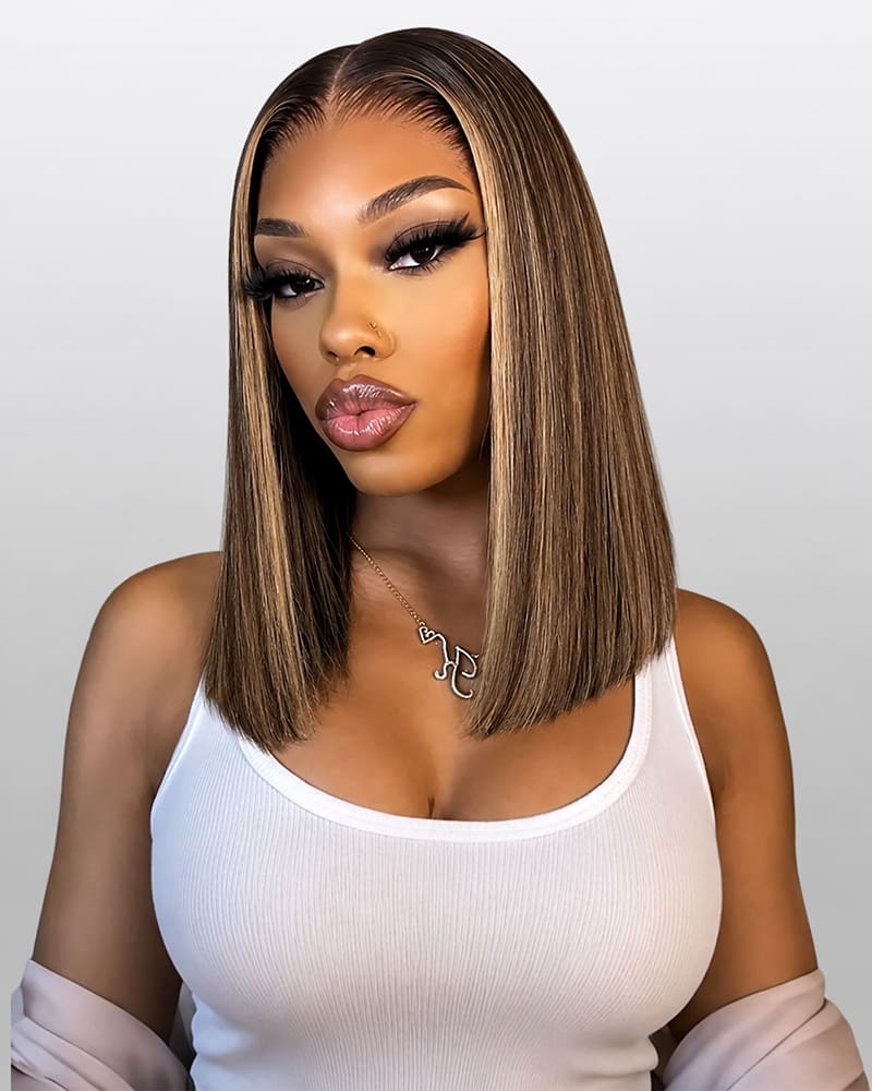 arabella hair ombre platinum blonde straight Bob 13x6 lace front