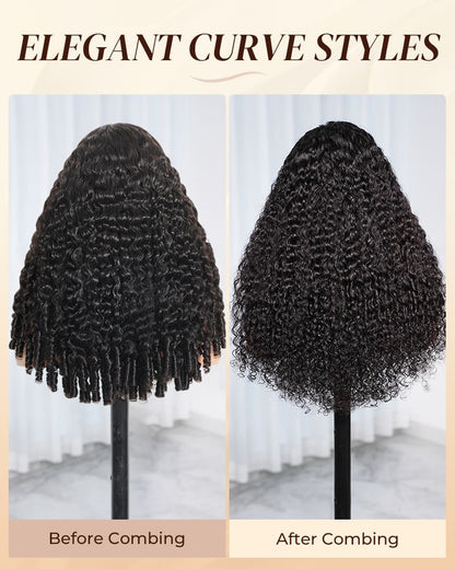 Arabella 13x6 Three-Go™ Natural Black Glueless Wig Jerry Curly with Burmese Curly With Drawstring 100% Human Hair Wig