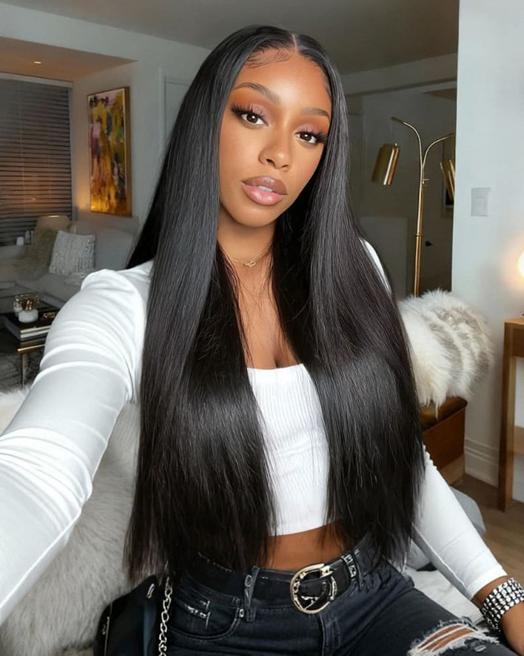 Arabella 13x4/6x5 Lace Silky Straight Wig Pre-cut Lace Natural Black Beginner Friendly